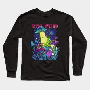 Stay Weird UFO and Mushrooms Long Sleeve T-Shirt